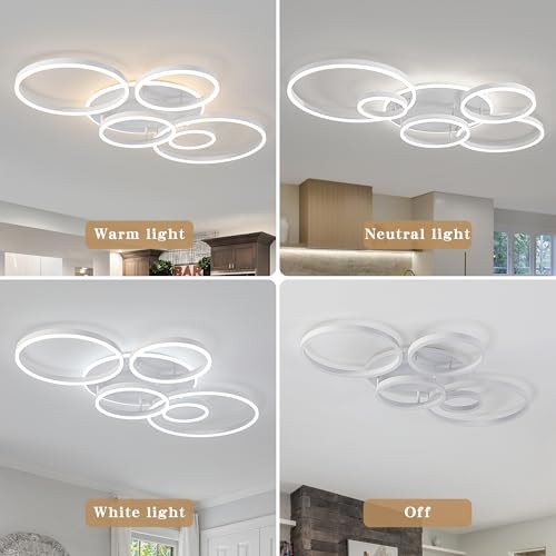 Modern LED Ceiling Light White Flush Mount White Ceiling Light, 6-light