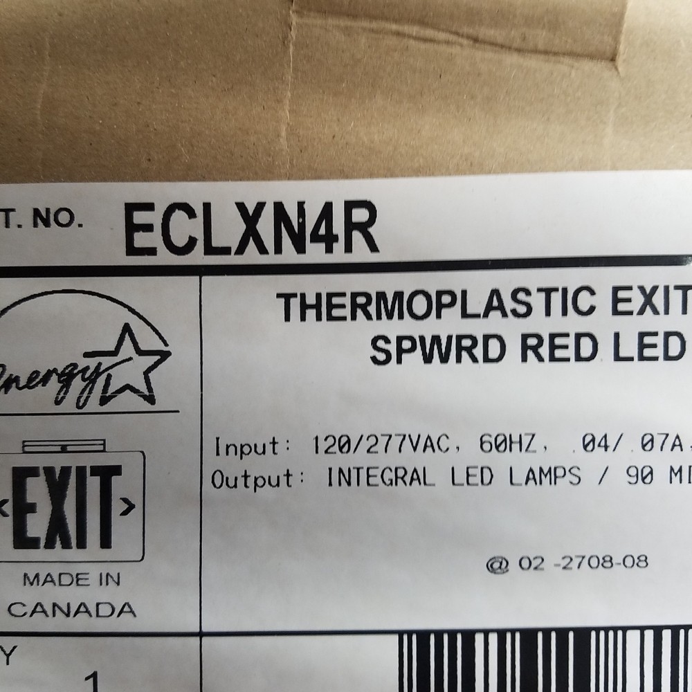 Thomas & Betts ECLXN4R Emergency Exit Sign - NEW