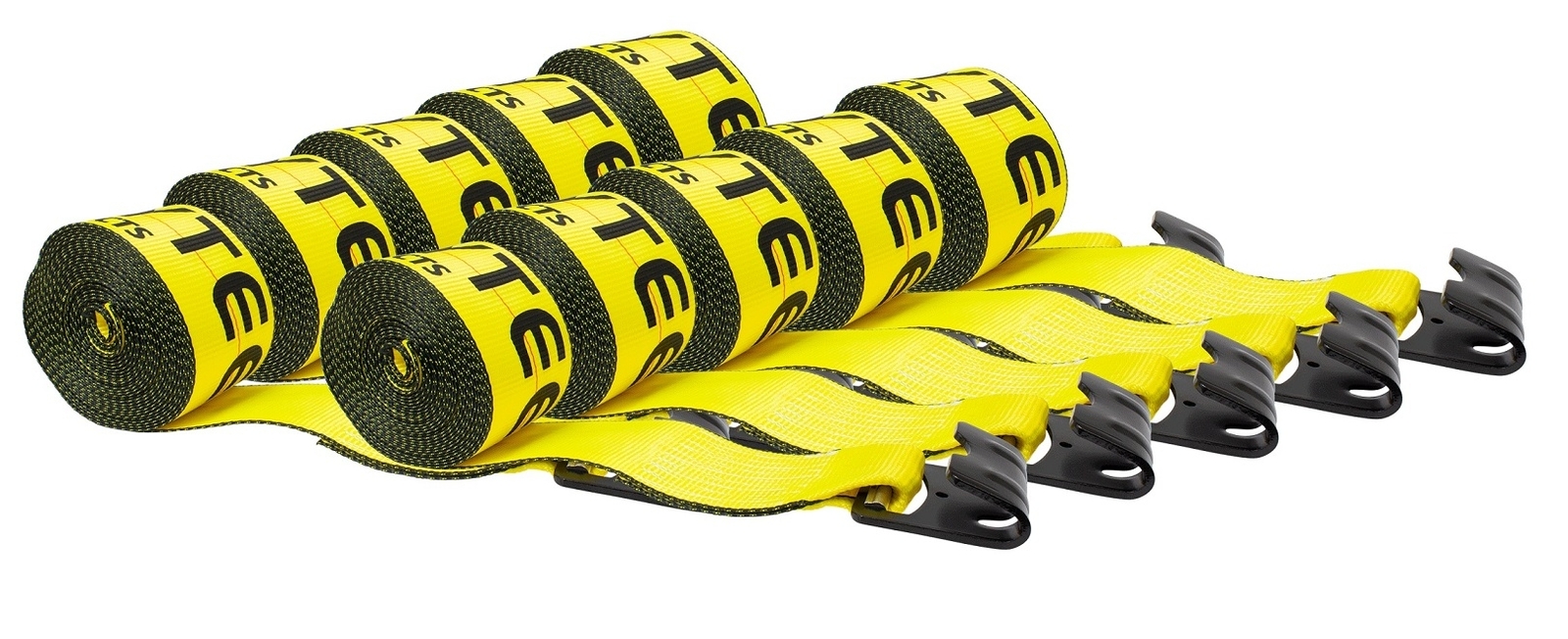 (10 Pack) 3"X30' Winch Straps w/flat hook, WLL 5000 Flatbed Tie Down Strap