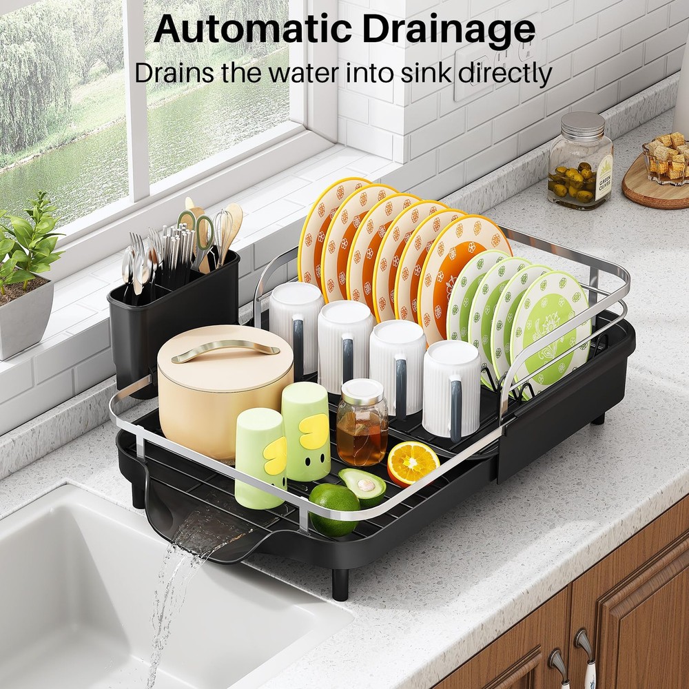 Dish Drying Rack - Expandable Dish Rack for Kitchen Counter, Rust-Resistant D...
