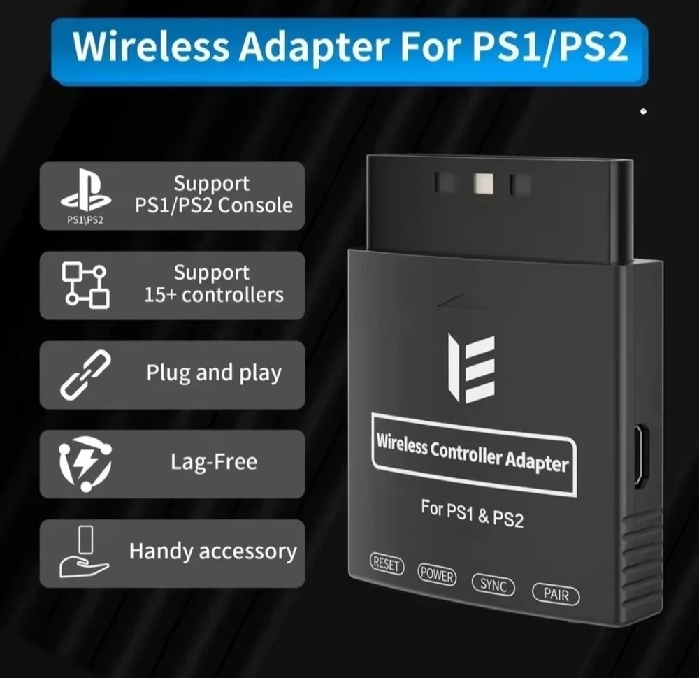 PS1/PS2 RGEEK Bluetooth Adapter for Multiple Wireless Controllers (PlayStation)