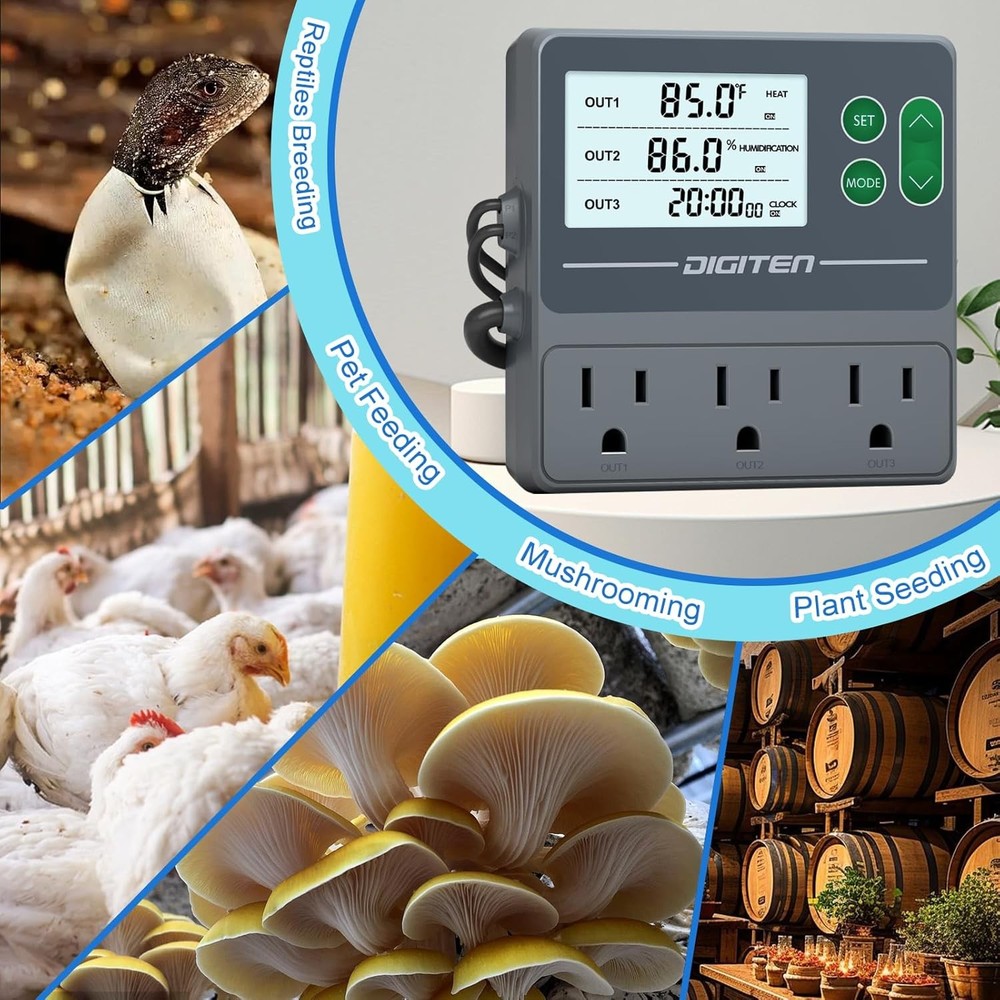 Temperature and Humidity Controller with Timer - 2 Independent Probes