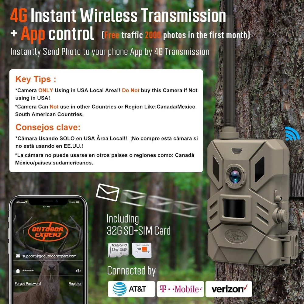 Advanced 4G Cellular Trail Camera - 36MP, Night Vision, Solar Powered Surveil