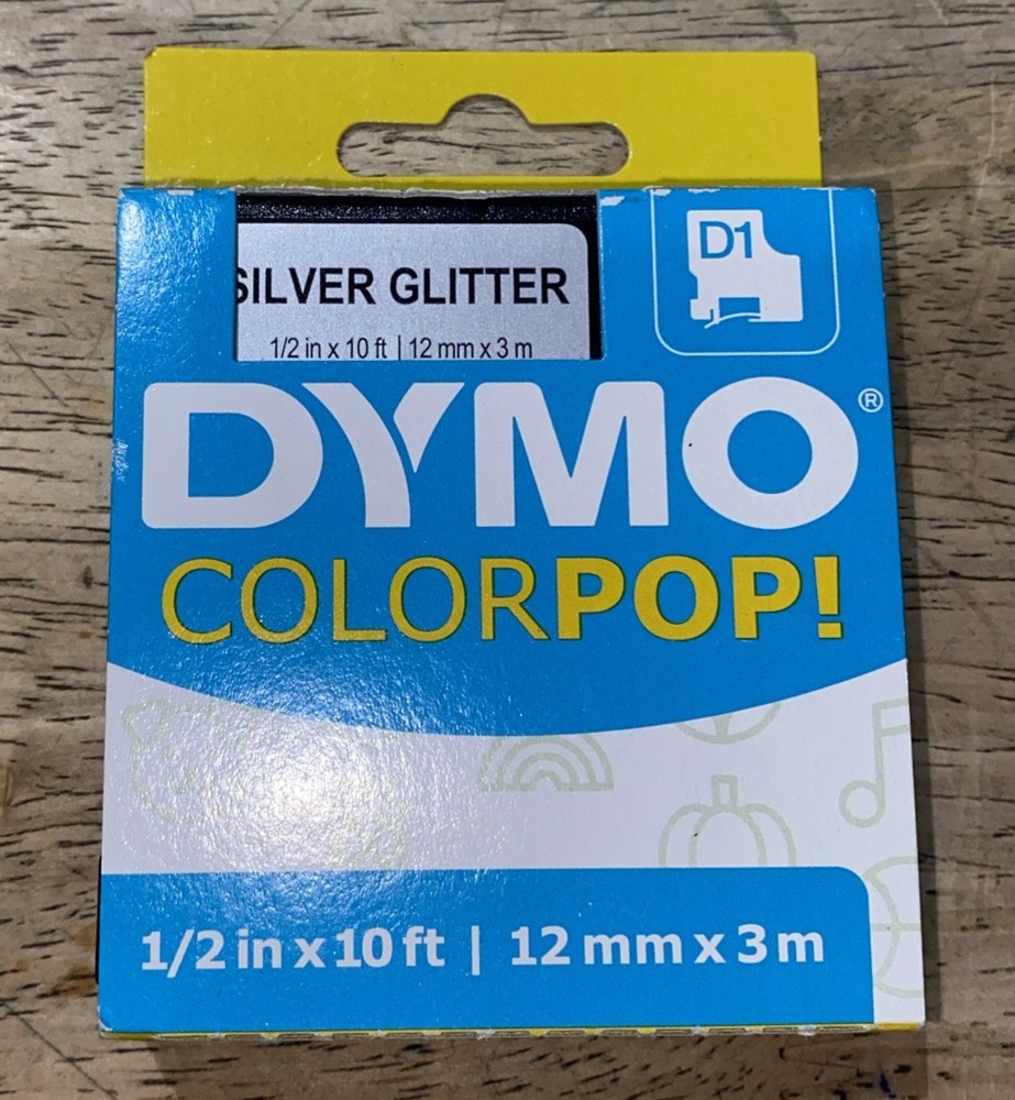 DYMO LabelManager 160E Portable Label Maker, Silver Glitter D1 Tape & 2 Labels