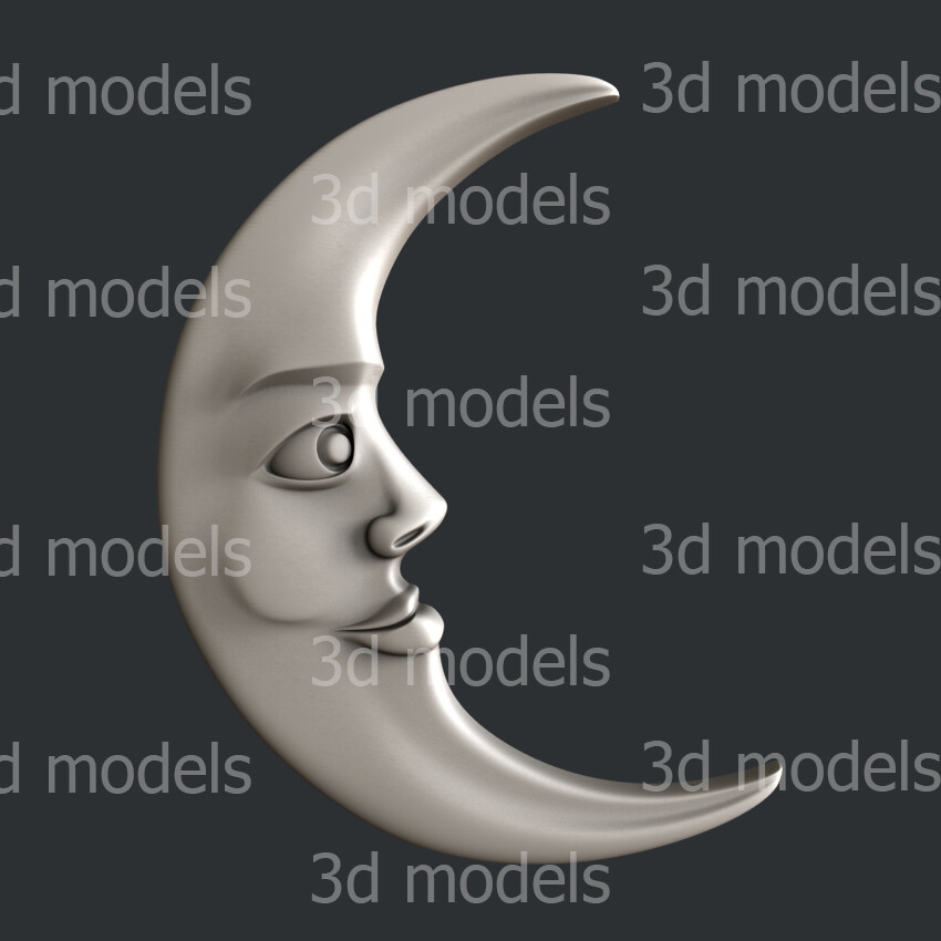 3d STL models for CNC, Artcam, Aspire, set moon