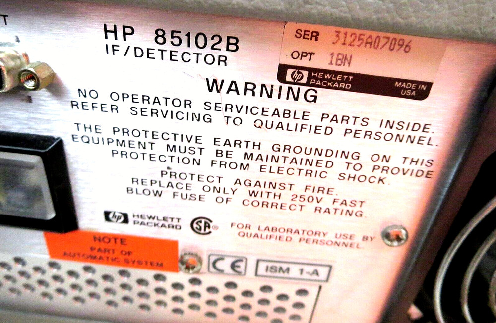 H-P 8510C Network Analyzer (IF Detector) Opt 1BN Powers On No Other Tests Used