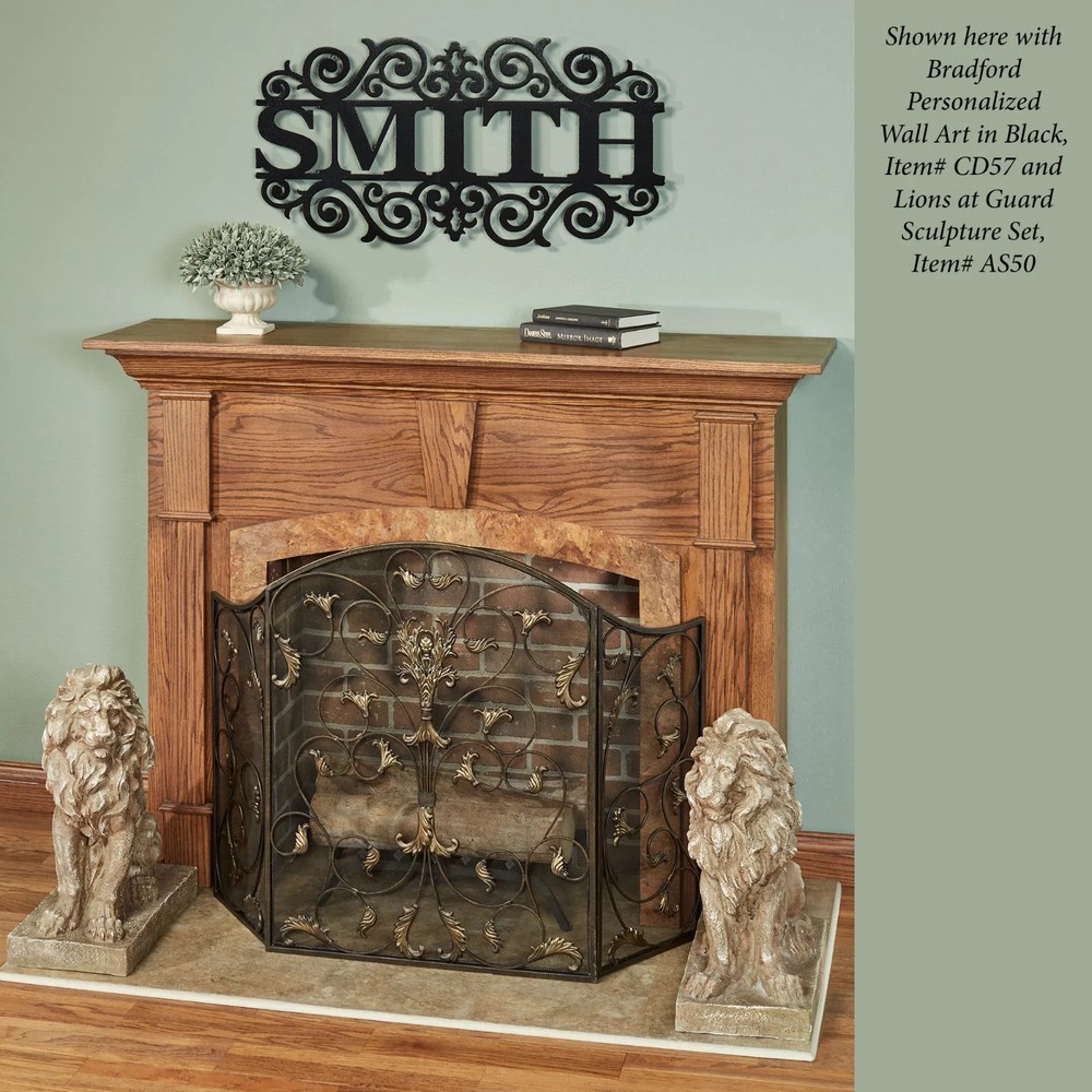 Ashville Fireplace Screen Antique Bronze Scroll Design 3-Panel Mesh Guard 39.5"