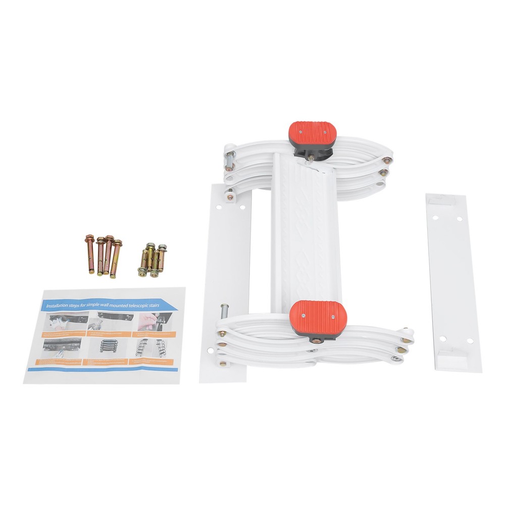 Wall Mounted Attic Ladder, Pull Down Telescoping Step Ladder, 3 Steps Ladder