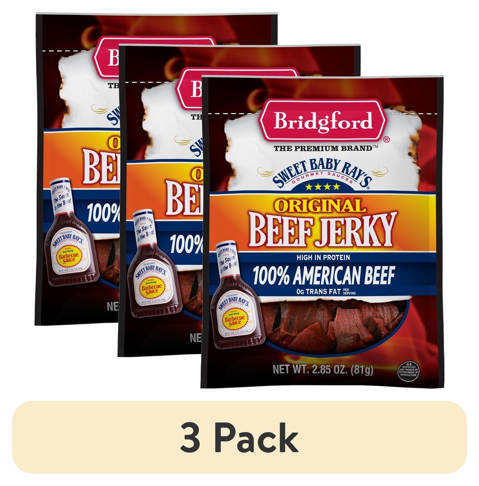 3 Pack Original Beef Jerky 2.85 oz W/ Low Fat & High Protein Snack