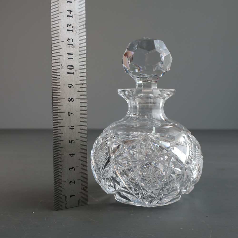 Small Hand Cut Glass Crystal Perfume Bottle