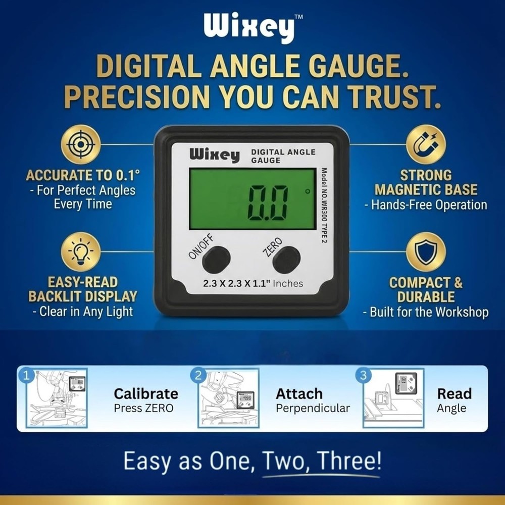 Digital Angle Gauge with Backlight – Easy-To-Read Magnetic Digital Angle Finder