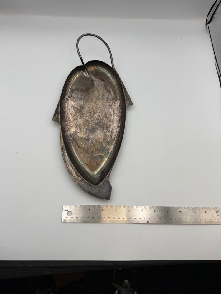 Vintage Three Crowns Silversmiths Fish Platter Silver Plate MCM Serving Dish PA