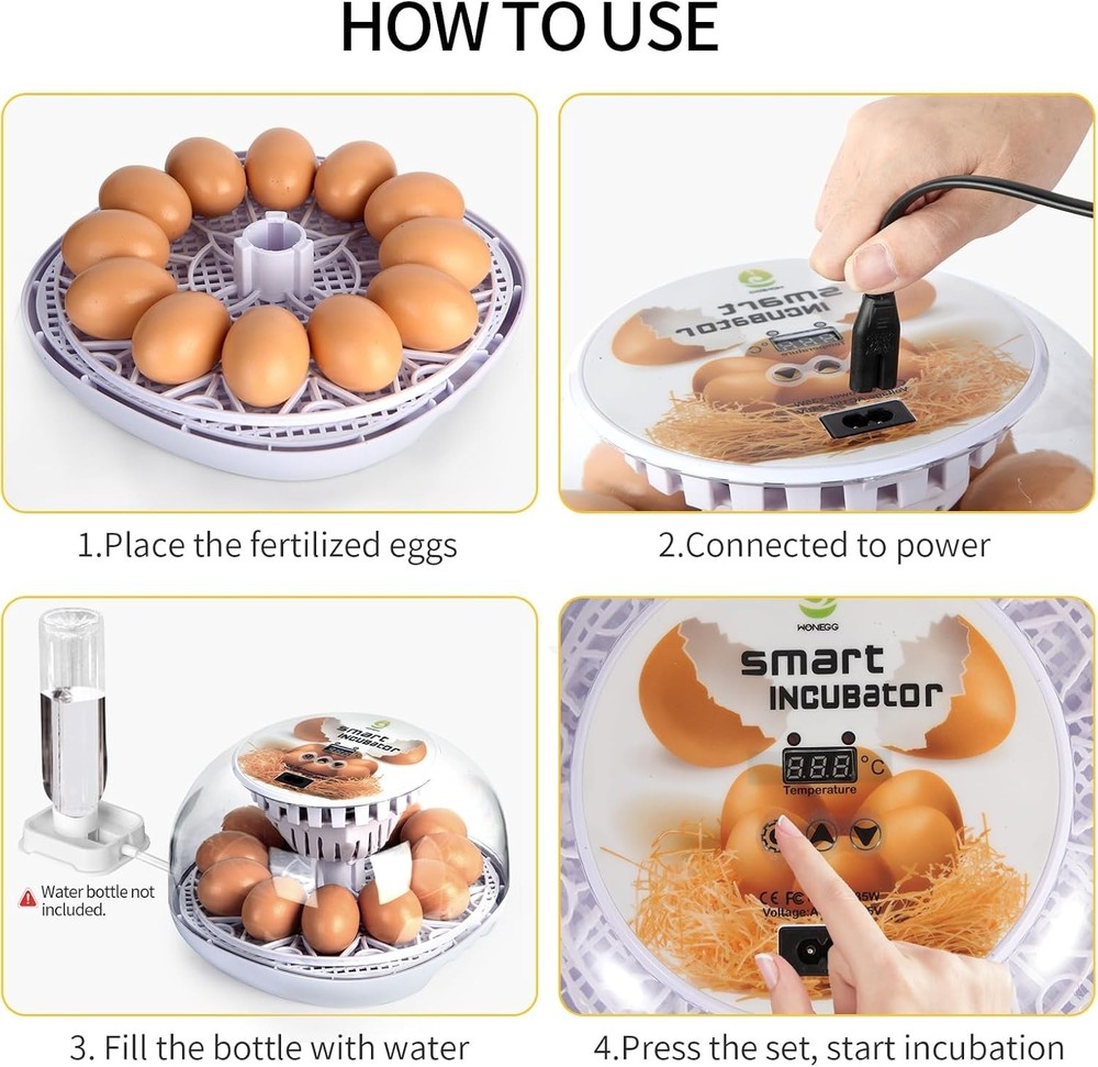 12 Eggs Incubator for Hatching Eggs with Automatic Egg Turner, Temperature Contr