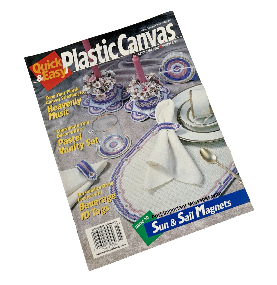 Plastic Canvas Pattern Magazine Quick & Easy April May Magnets Coasters 2000 /