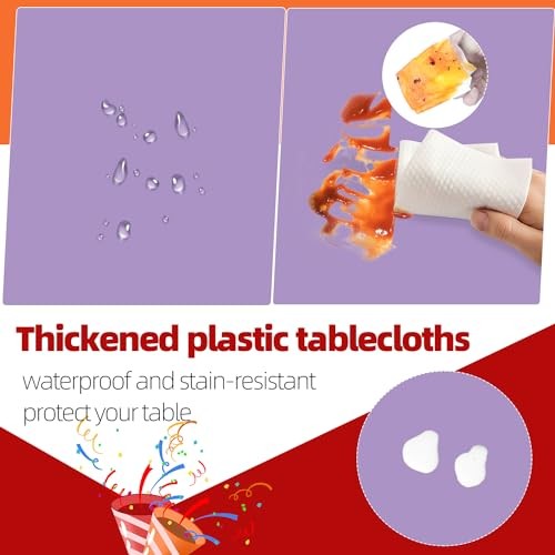 6 Pack Plastic Table Cloth 84", Disposable Tablecloth Table Round Lavender