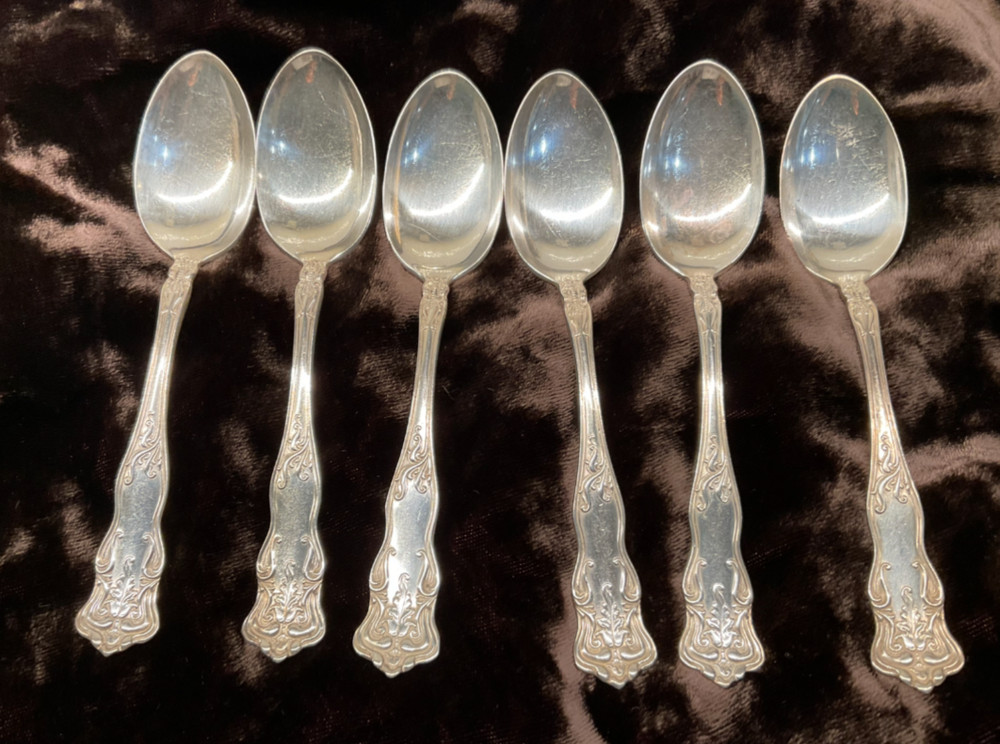 Vintage 6 Demi  Silver Teaspoons Eastern Silver Co. #673