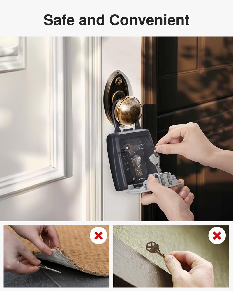 Large Key Lockbox with Hook, Resettable Combination Code Lock Box, Waterproof...