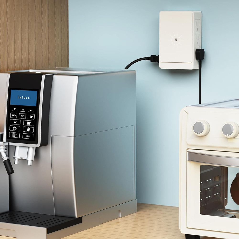 2 Pack Side Outlet Plug Adapter, 6-Outlet Extender, 3-Prong, Multiple Plug, Wall