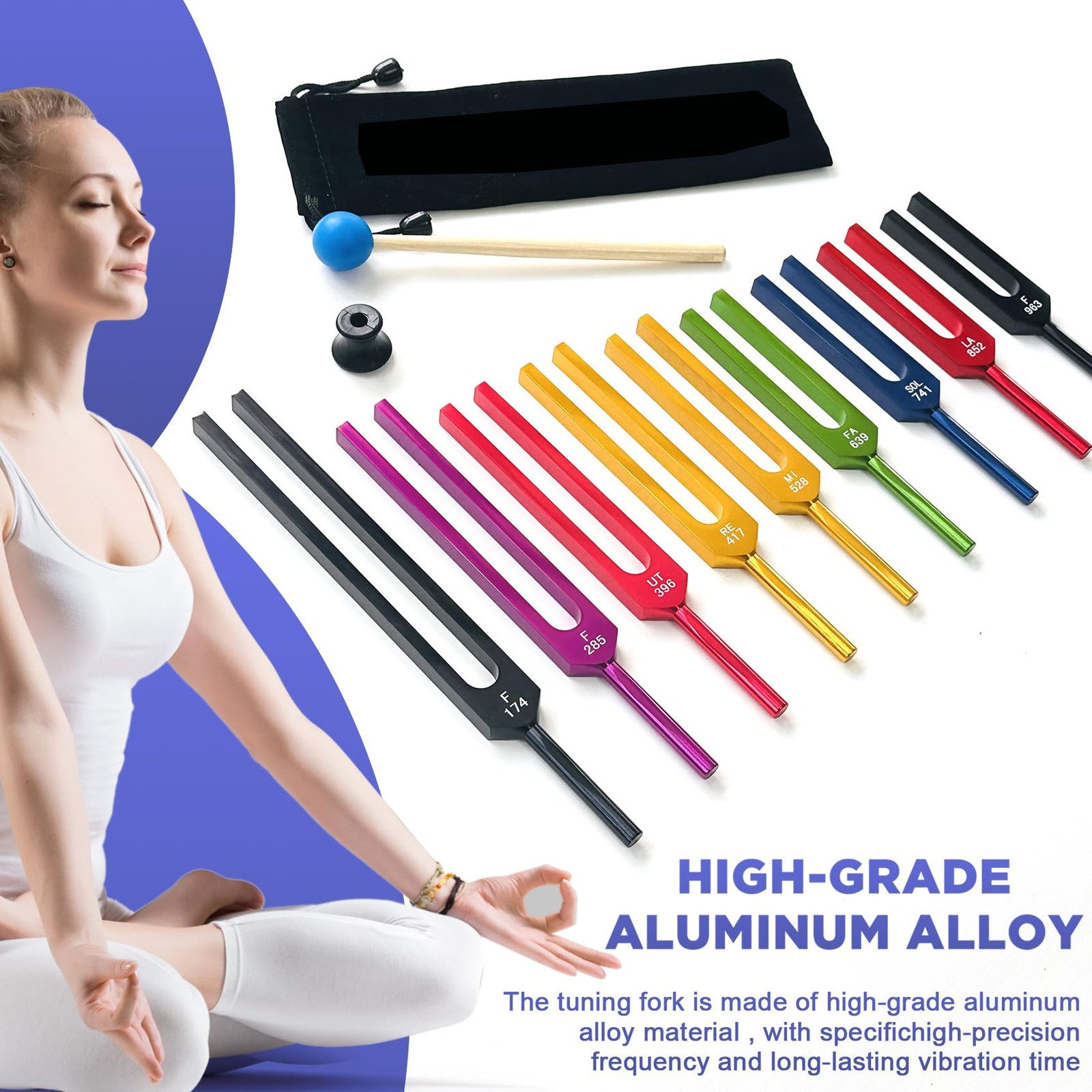 Solfeggio Tuning Fork Set - 10 Tuning Forks Perfect for DNA Healing, Chakra, ...