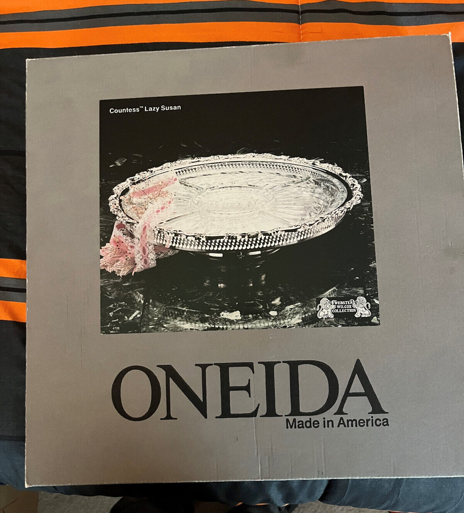 Oneida Countess Lazy Susan Silverplate Hollowware Webster Wilcox 15.5 w Box