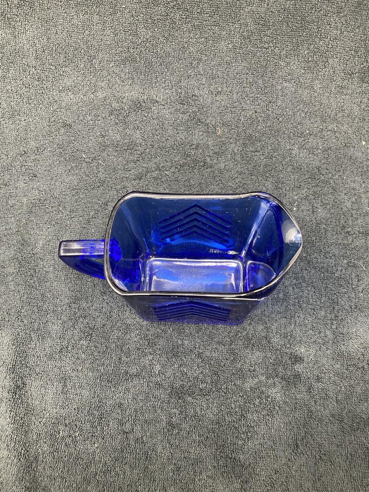 blue chevron glass pitcher