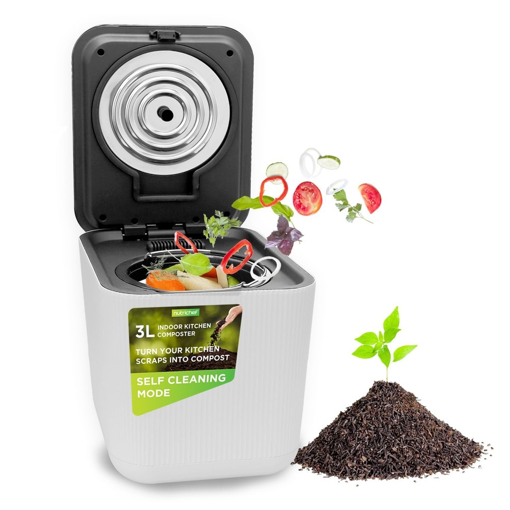 NUTRICHEF 3L ELECTRIC KITCHEN COMPOSTER COUNTERTOP AUTOMATIC - WHITE