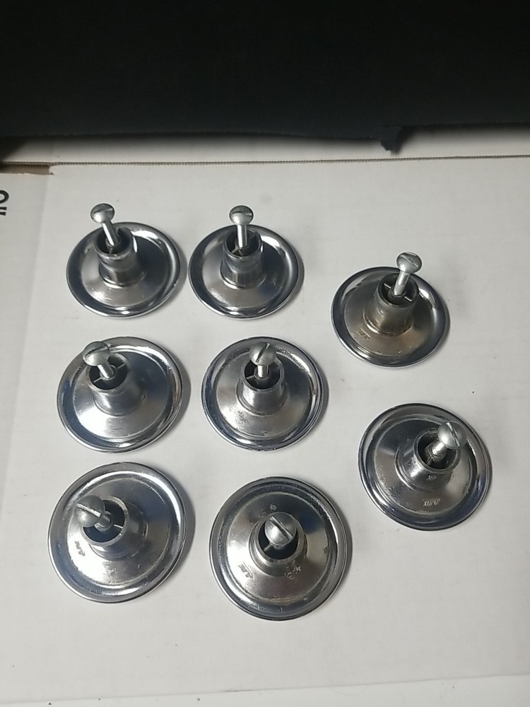 8 Vintage 1960s AJAX Chrome Beveled Concave 2" Round MCM Pull Knobs
