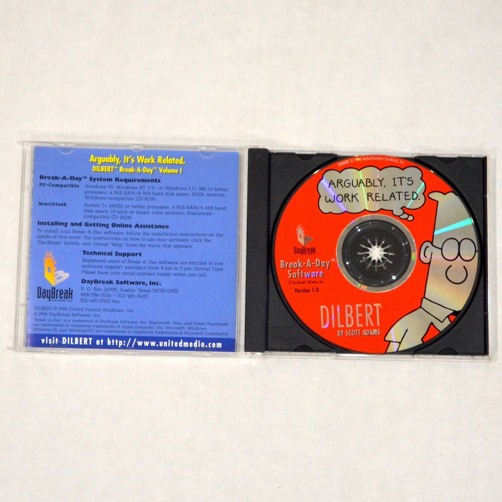 Dilbert Break-A-Day Vol 1 ✩ PC/Mac CD-ROM ✩ Scott Adams ✩ DayBreak Software