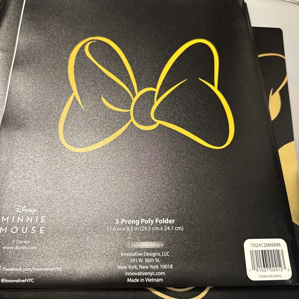 New Minnie Mouse Disney 3 Prong Poly Folder