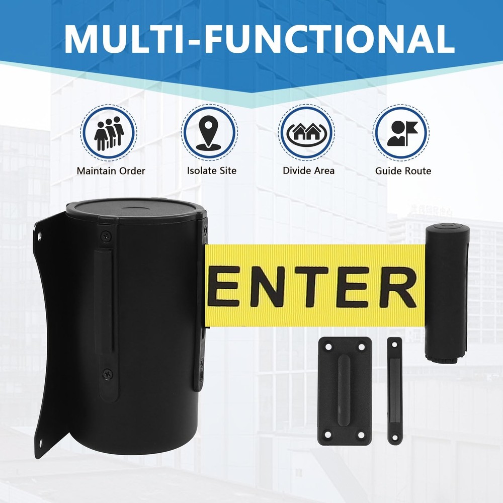 Wall Mount Retractable 16‘ - 2 Pack, Yellow Belt (Caution - Do Not Enter)