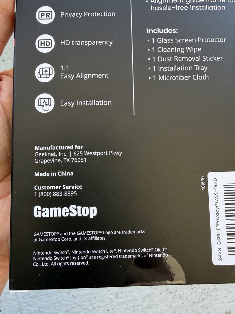 GAMESTOP TEMPERED GLASS SCREEN PROTECTOR FOR NINTENDO SWITCH OLED – NEW