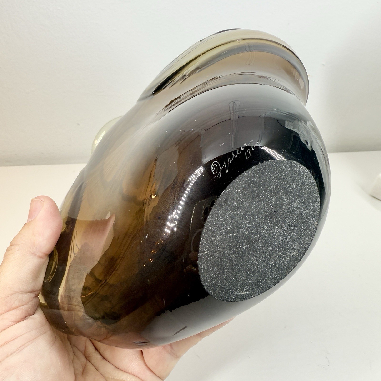 KENT IPSEN Glass VASE Brutalist MCM 1969 Abstract Sculpture Eames Era