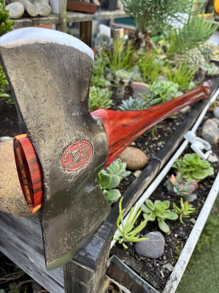 Collared Vaughan Adze Eye Axe on African Padauk