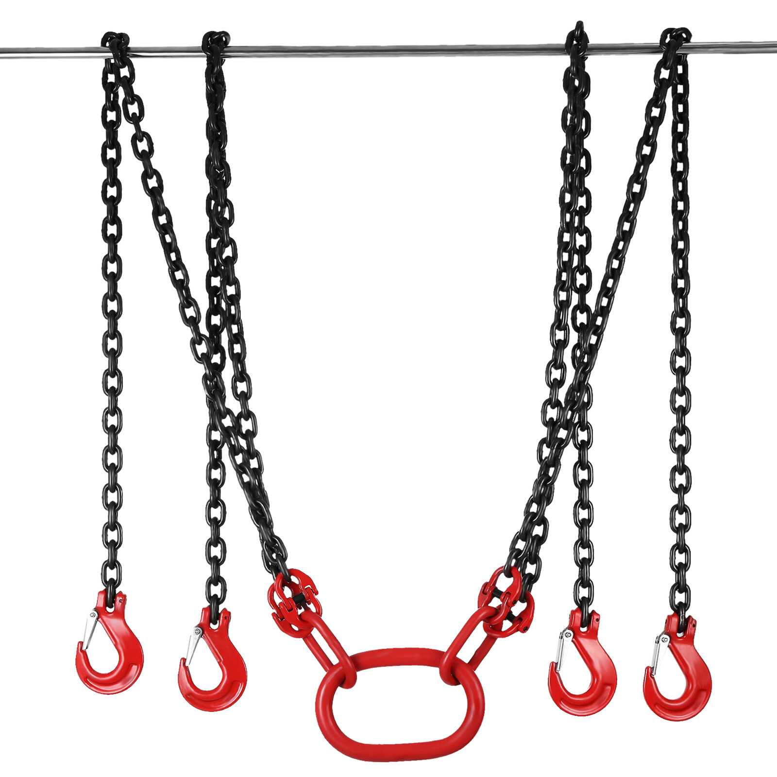 VEVOR 5/16"x10' Lifting Chain Sling G80 11023lbs 5Ton w/ 4 Legs ＆ Grab Hooks