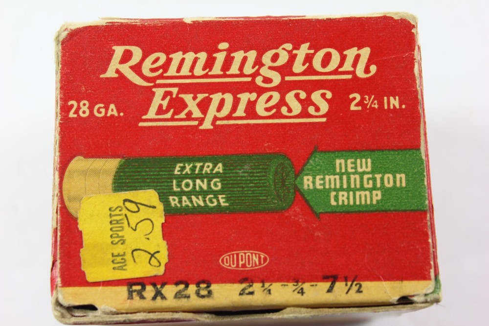 Remington Express 28 GA. Shot Extra Long Range Shotshell Empty Ammo Box - SCARCE