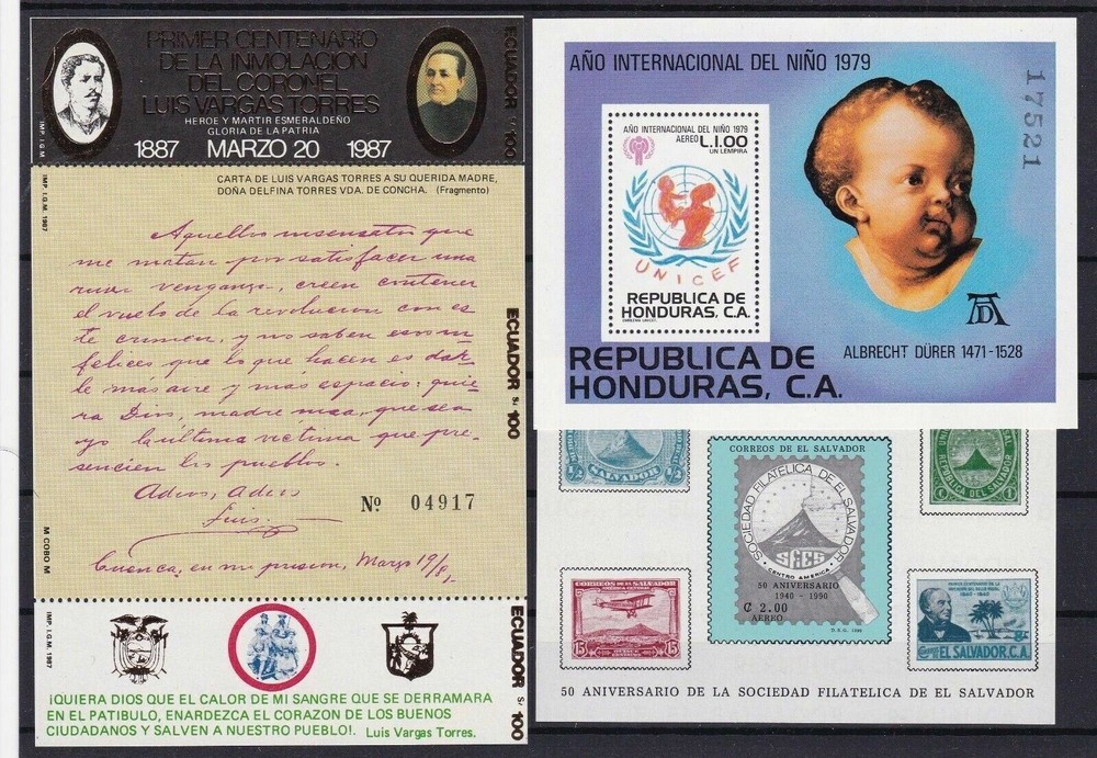 SOUTH AMERICA 3 MINI SHEETS UNMOUNTED MINT   REF R628
