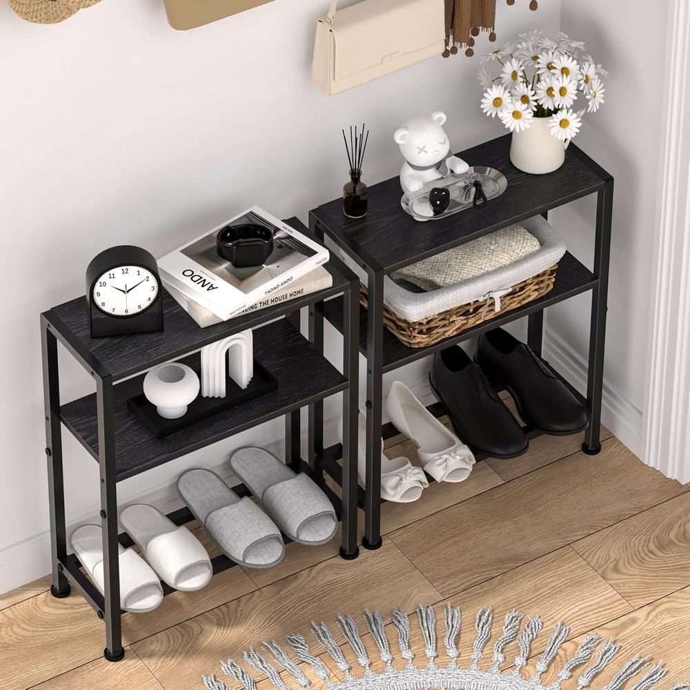 Narrow Side Table 2-Tier Small End Table W/ Shelf Holder Home Small Space New