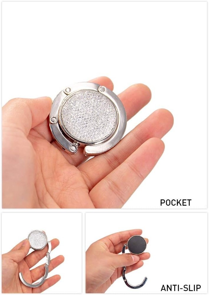TANOSII Foldable Purse Hook Floding Handbag Hanger Bling Rhinestone A-White*1