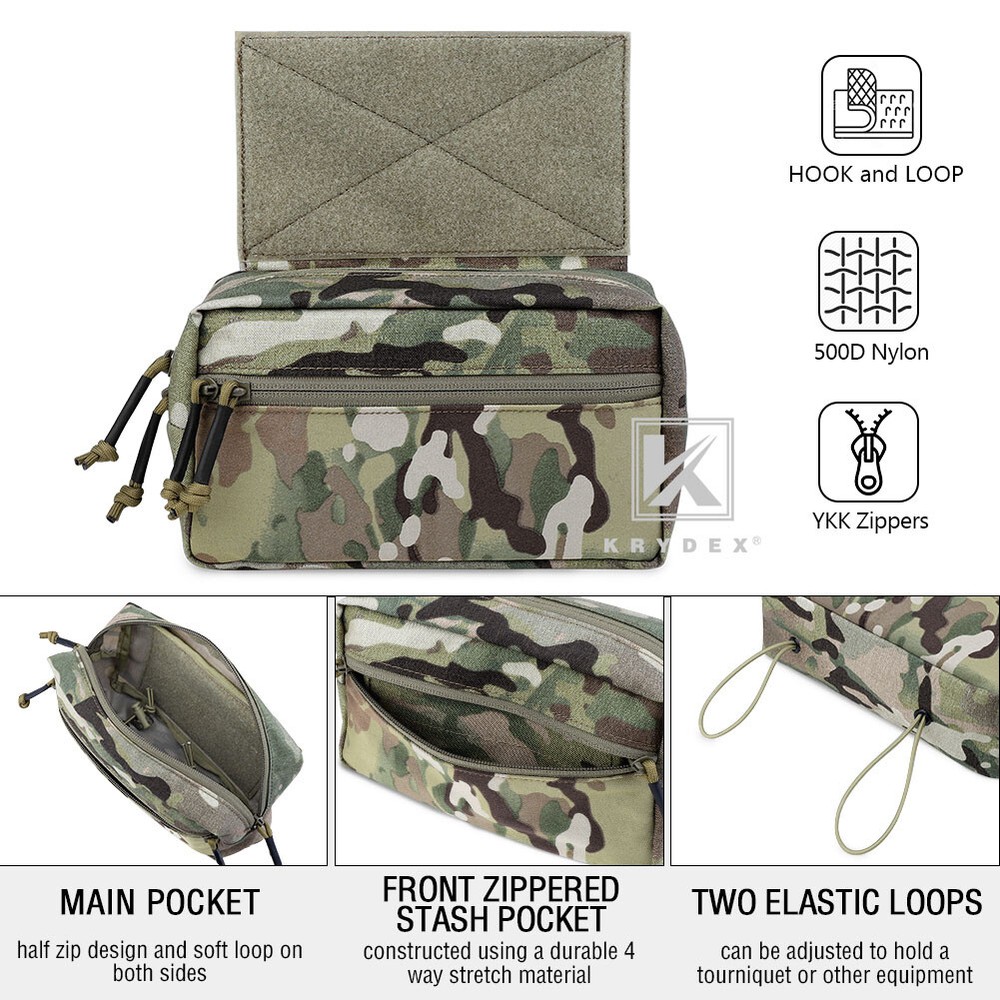 KRYDEX Tactical Drop Dump Pouch SACK Chassis Pack Hook & Loop For Chest Rig Vest