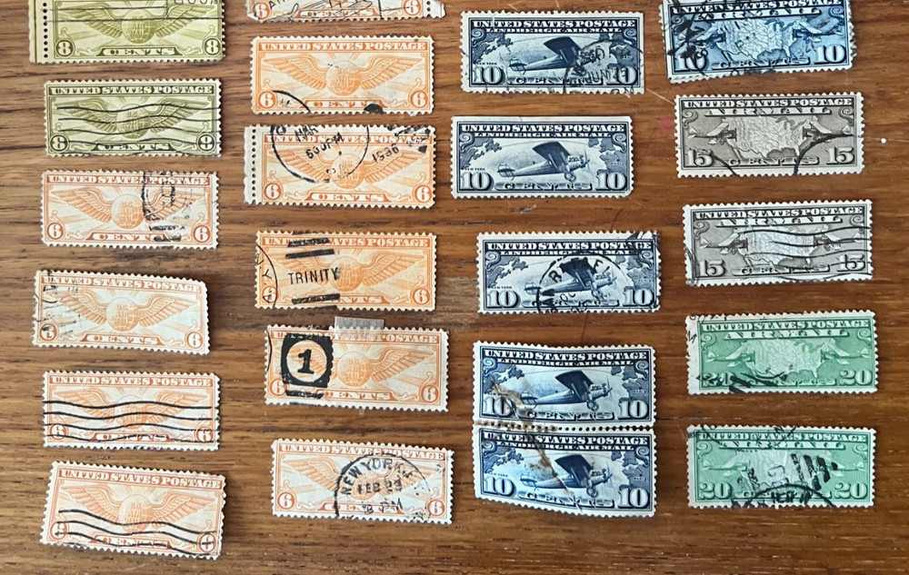 1918–1925 U.S. Air Mail Stamp Lot • Map, Plane & Winged Globe Issues • Early