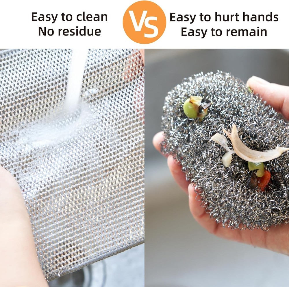 Multipurpose Wire Miracle Cleaning Cloths, Magnifying Small, Silver-8pcs