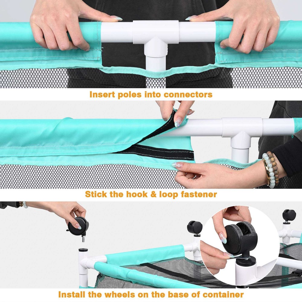 AplusChoice 214 Gallon Pool Float Storage Bin 6 Wheels Rolling Cart Closeout