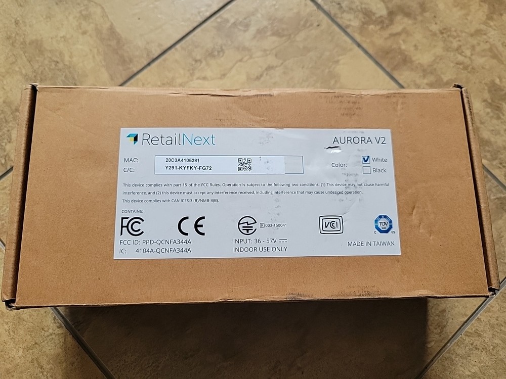 RetailNext Aurora V2.2 IN Store Analytics High Def Camera Sensor - White