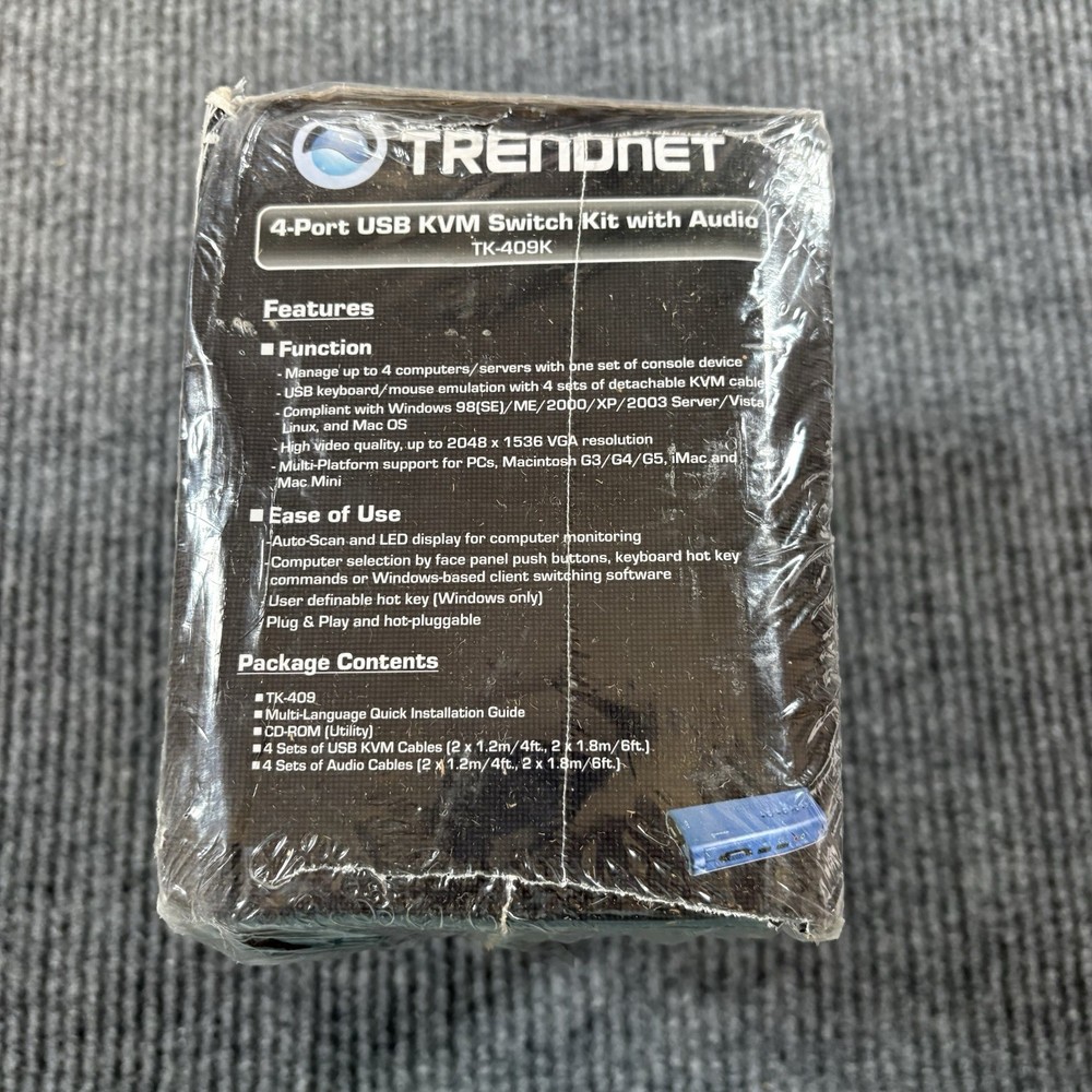 TRENDnet TK TK409K 4-Ports USB KVM Switch Kit with Audio Cables NEW
