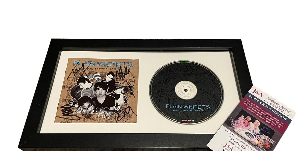 PLAIN WHITE T’S SIGNED AUTOGRAPH EVERY SECOND COUNTS FRAMED & MATTED CD JSA COA