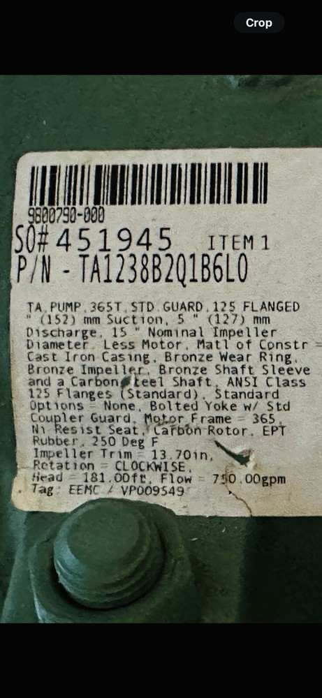 Taco TA Series Horizontal Split Case HVAC Circulator Pump - Model TA1238 - NEW!