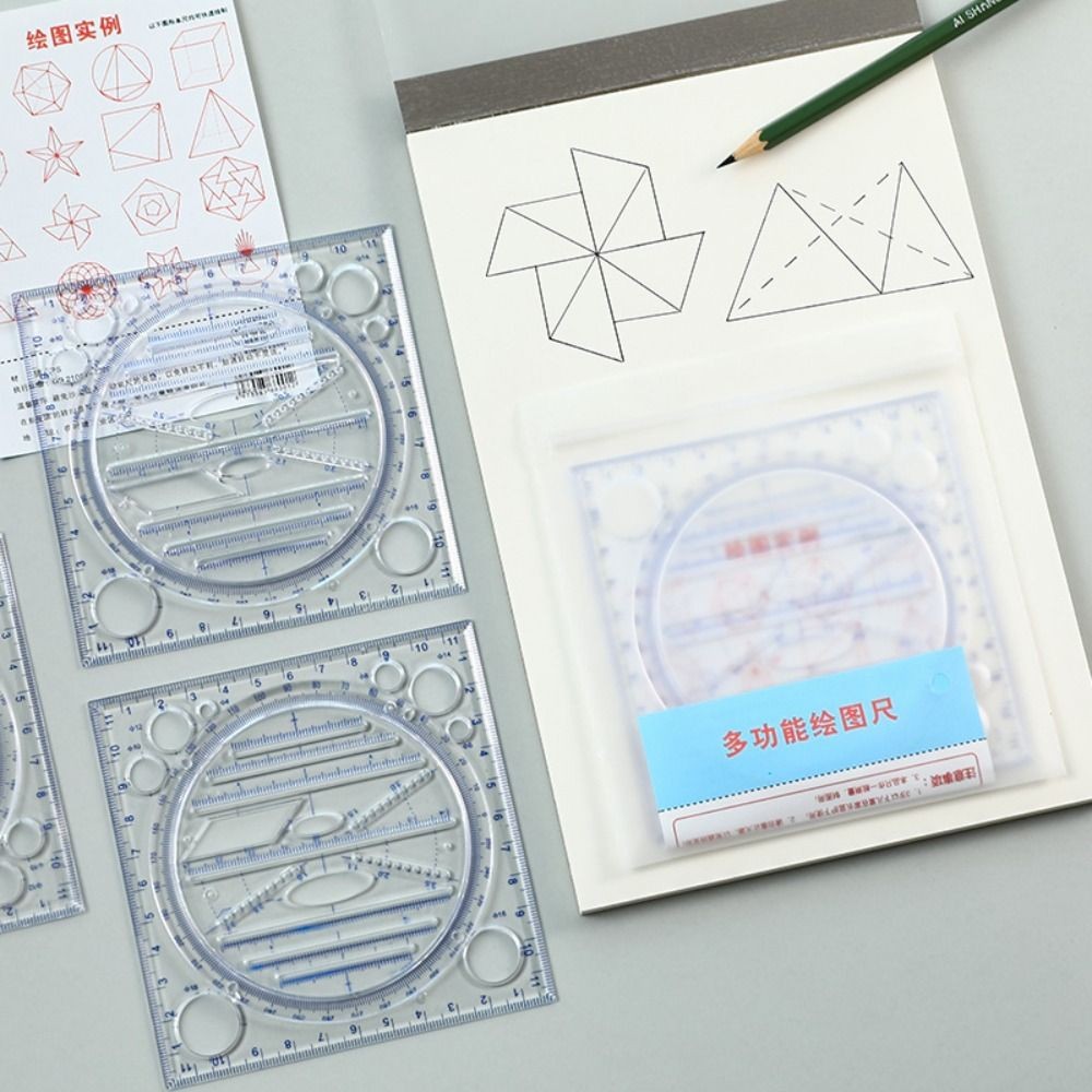 Transparent Rotatable Ruler Protractor Circle Drafting Ruler  School Supplies