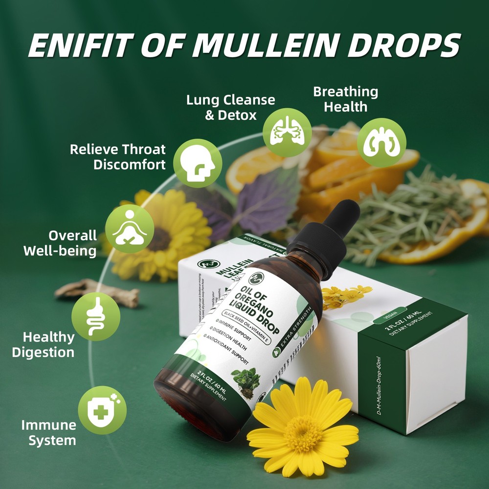 Mullein drops for Lung, Mullein Leaf Extract, Super Concentrated Tincture 2fl oz