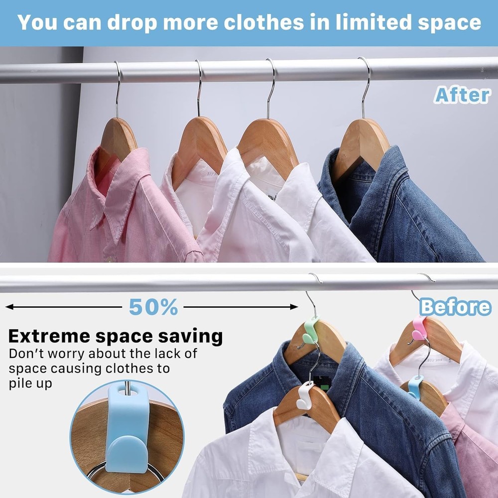 200 PCS Clothes Hanger Connector Hooks,Space Saving Cascading Hooks,Plastic M...