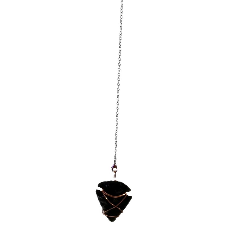 Obsidian Arrowhead Dowsing Crystal EMF Copper Scalar Wired Dowser Gemstone